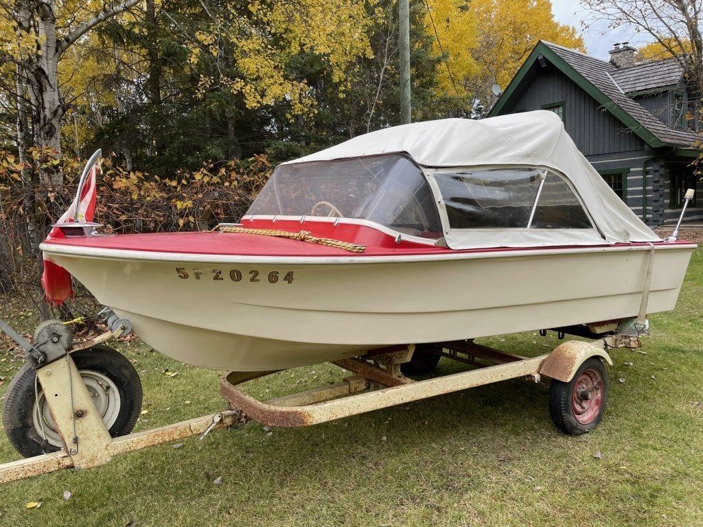 Vintage 1966 Boat, Golden Shark Motor and Trailer