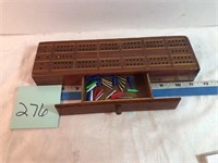 Cribbage board w/built in drawer & pegs