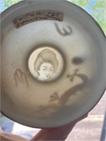 Vintage Lithophane Geisha Girl dragon ware  cup