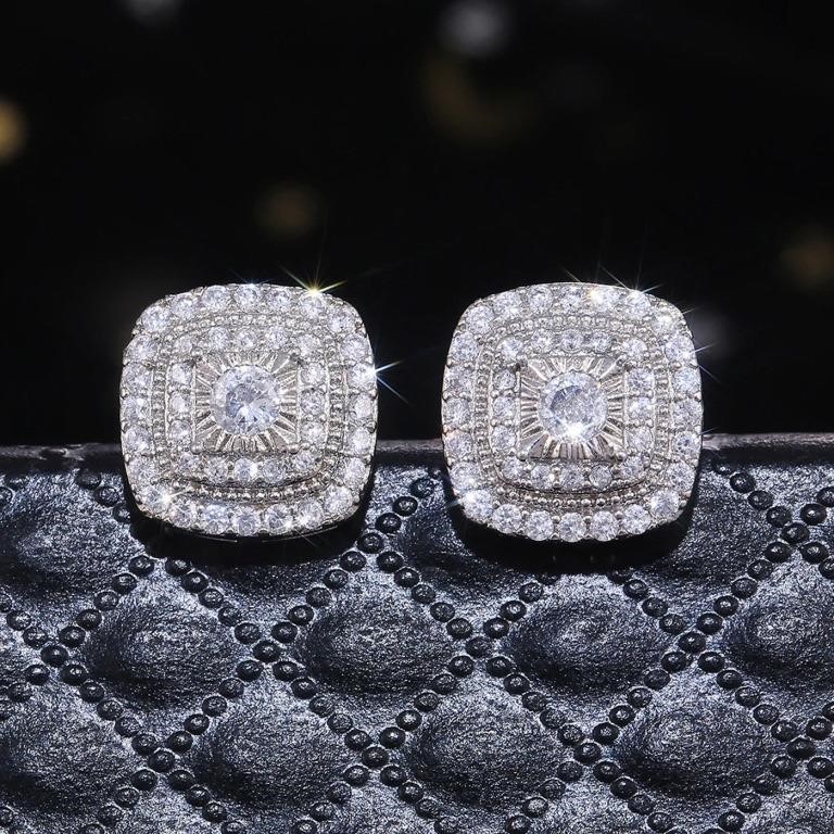 Cubic Zirconia Stud Earrings Serling Silver .925