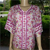 NWT 3/4 Sleeve Floral Printed Blouse Sz Small