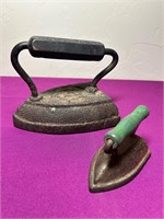 E&H MFG Co. Cast iron Sad Iron + Mini Sad Iron