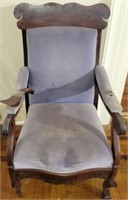 Antique mahogany blue upholstered chair