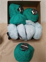 New Scheepjes yarn baby blue and green 85%