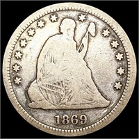 1869-S Seated Liberty Quarter NICELY CIRCULATED