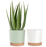 kubvici 2 Green Plant Pots for Indoor Plants 10in