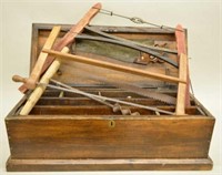Antique Wooden Tool Chest w/Tools