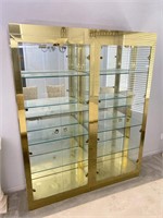 2pc Gold Metal Frame Lighted China Display Cabinet