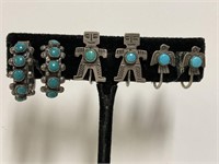 3pr Sterling Turquoise Earrings 9.25gr TW