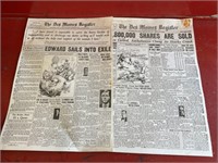 Vintage Des Moines Register Newspaper