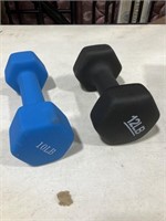 10 lb weight and 12 lb weight
