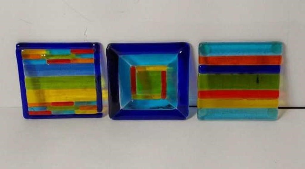 3 Art Glass Coasters S15A