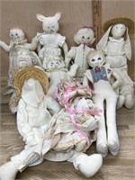 Box of 9 rag dolls