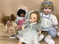 Box of 4 vintage dolls