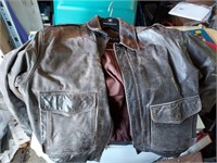 Mens Distressed Leather Jacket Aviator Large?