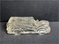 Vintage Clear Glass Fire Engine Candy Container