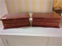 2 wood jewelry boxes w contents