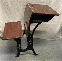 Vintage Children's School Desk with Cast Iron Base