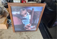 Praying Boy & Teddy Framed Picture