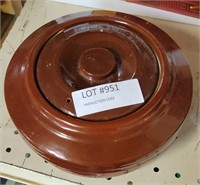 BROWN STONEWARE CROCK BOWL WITH LID