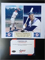 WHITEY FORD MICKEY MANTLE HALL OF FAME SIGNED