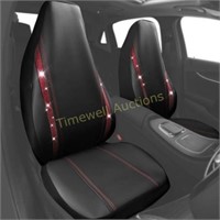 PU Leather Car Seat Cover  Red  2 Pieces