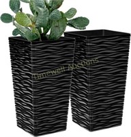2 Pack Tall Planters  16.5 Inch Tapered Pots