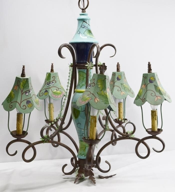 Tracy Porter Metal 5 Armed Hand Painted Chandelier