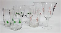 7pc CLEAR GLASS CHRISTMAS DRINKING GLASSES