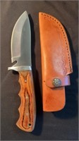 New 9” Brown Pakkawood Handle Knife with Sheath