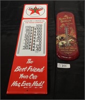 2 pcs. Texaco & Sure Fire Advertising Thermometer