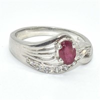 Silver Ruby Cz(0.65ct) Ring