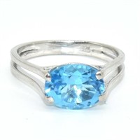 Silver Blue Topaz Swiss(2.1ct) Ring