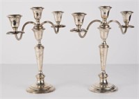 Pair of Gorham Weighted Sterling 3-Arm Candelabra.