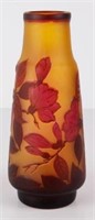 Cameo Glass Vase w/ Flowers, Manner of Galle.