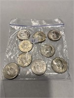 (9) 40% Silver Kennedy Half Dollars