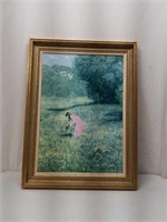 Vintage Lady in the Pink Dress Framed Picture