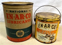 2 pcs- 1940s ENARCO Lube & grease cans