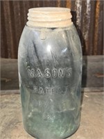 Vintage Masons Blue Jar with Metal Lid