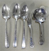 (3) sterling silver spoons, (1) reticulated