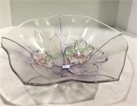Beautiful heavy glass with floral motif center