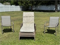 Outdoor patio lounger and 2-matching arm chairs