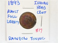 1893 Rainbow Toned Indian Head Cent