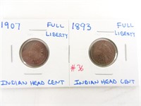 Indian Head Coins - 1907 and 1893
