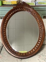 Grand Designs wood composite oval mirror. Approx.