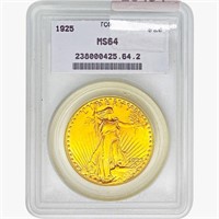 1925 $20 Gold Double Eagle TCGS MS64