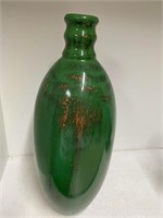 Green and Gold Flecked Vase 15”   k