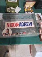 Nixon Agnew bumper sticker and campaign buttons