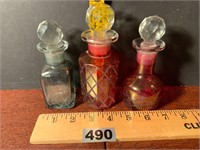 Vintage Cranberry Flash Perfume Bottles+