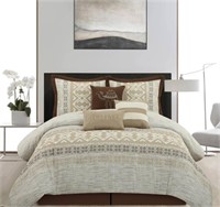 Nanshing 7-Piece Taupe Queen Comforter SetI